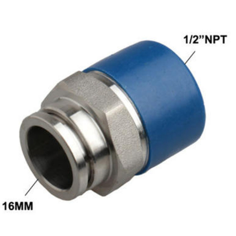 Stainless Steel Push-to-Connect Fitting Quick Connector 16mm X 1/2"NPT Adapter