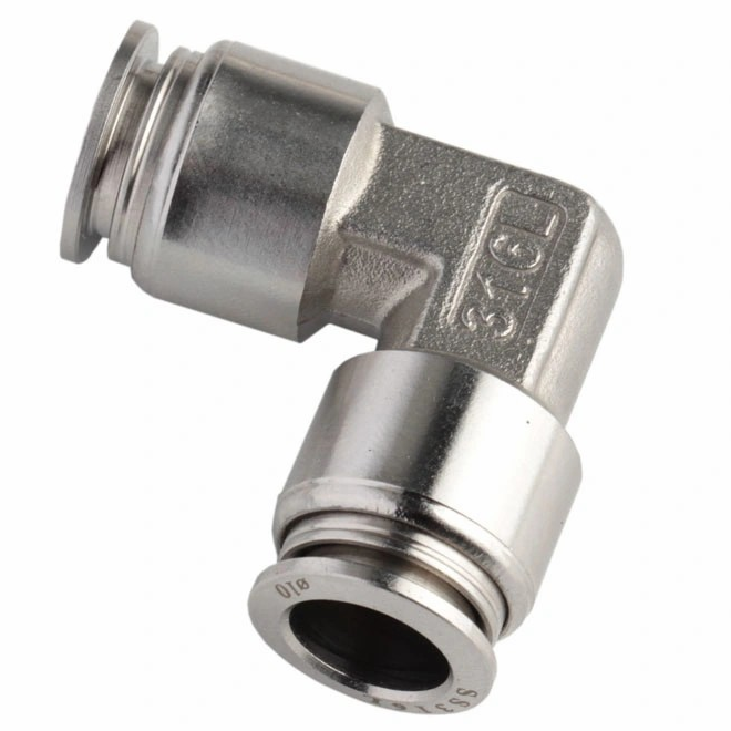 90 Degree Elbow Push to Connector AISI316 Metal Sleeve Union Elbow Pneumatic Air Push in Fitting